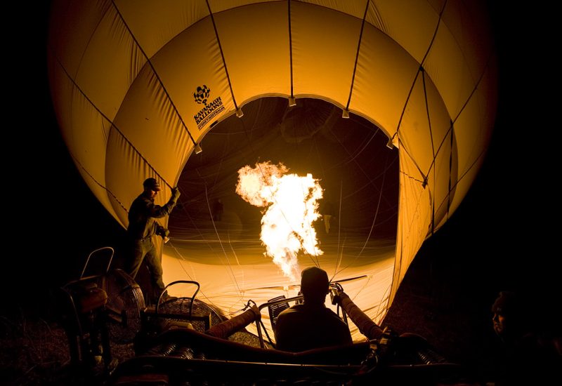 Global Balloon at Lake George near Canberra. Filming a Qantas commercial