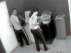 Laundry room fuck caught on security camera 