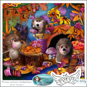 Funny autumn hedgehogs by Kandi Designs