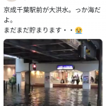 【Twitter】【速報】千葉駅前が大洪水 まるで海(´；ω；｀)