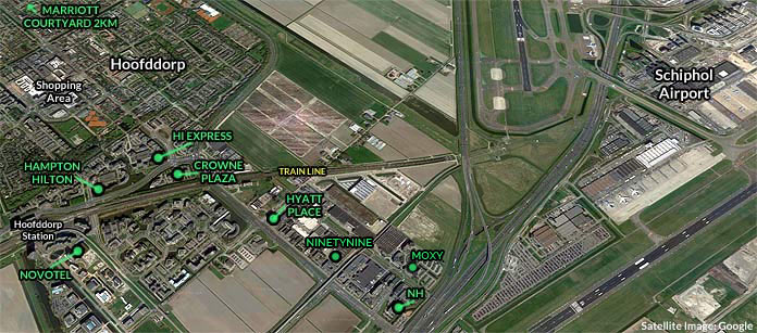 amsterdam schiphol hotels hoofddorp map