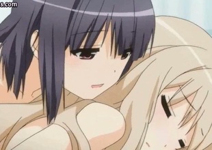 Lovely hentai lesbians kissing