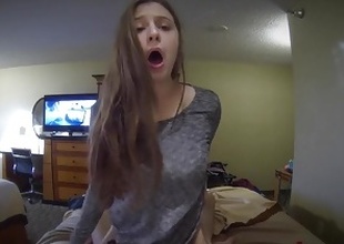 Girlfriend blows and rides a liberal ramrod POV