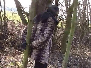 Outdoors Handcuffed In Fur Coat