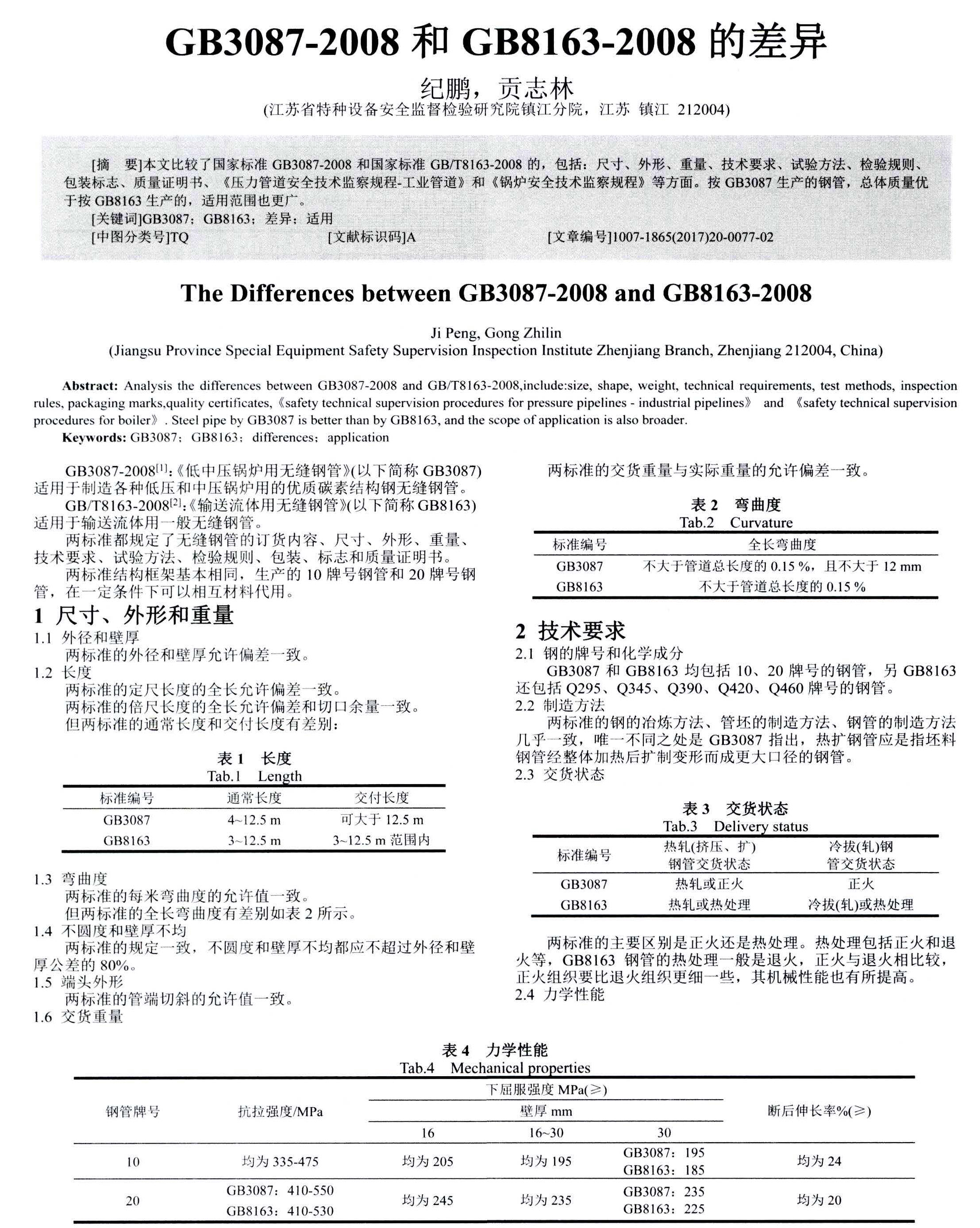 GB3087和GB/T8163的差异比较分析