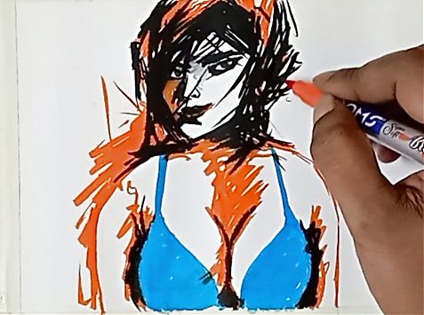 Erotic Abstract Art Or Drawing Of A Sexy Indian Bhabhi