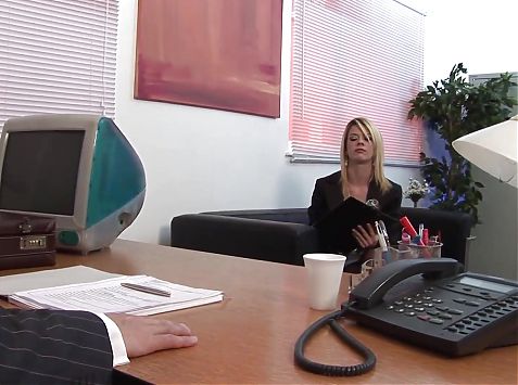 The Perverted Boss Hardcore Drills His Two Blonde Secretaries on the Desk