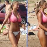猛暑が続くロシアのビーチでとんでもないロリ巨乳な女子高生が撮影されるwwwww