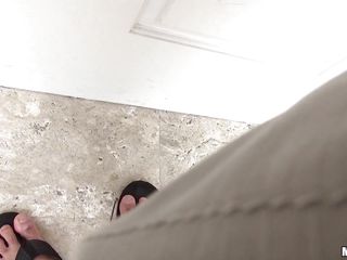 brunette hair floozy sucking a dick almost pov