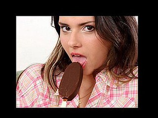 Sultry elma licks and sucks the enchanting chocolate ice cream treat from her nipples.