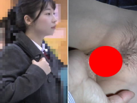 【ガチ痴漢】清楚なJKさん痴漢されトイレでヤラれるヤバい映像。。。（動画）・1枚目