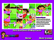 Play Dora and boots sliding puzzle Game