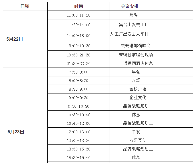 莲香岛5月会议安排