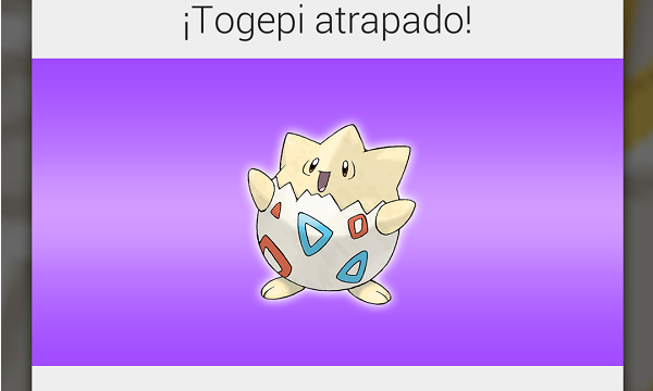 Este será el mensaje que recibas una vez atrapado el Pokémon.