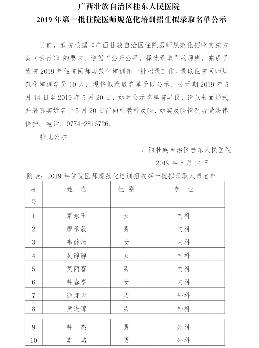 尊龙凯时2019年第一批住院医师规范化培训招生拟录取名单公示.png