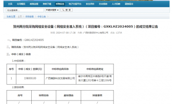 贺州两分院采购网络安全设备（网络安全准入系统）采购项目成交公告