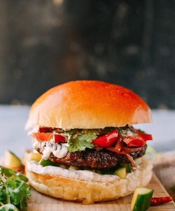 Cumin Lamb Burgers, by thewoksoflife.com