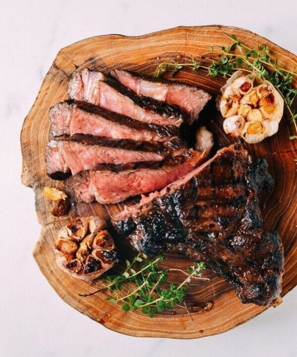 Grilled Ribeye With Soy Butter Glaze, by thewoksoflife.com