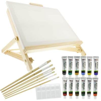 US Art Supply 21-Piece Acrylic Painting Table Easel Set