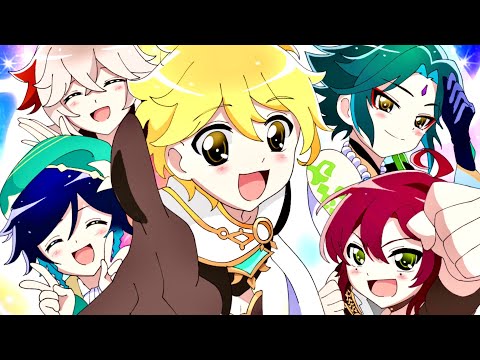 【手描きｱﾆﾒ】 風元素プリキュア！ 〜6reeze × Smile Precure! 〜【風ショタ】【原神】‎【Genshin】