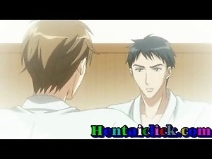 Cute hentai gay hot kissed and masturbated