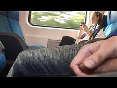 Wanking next to young girl in train