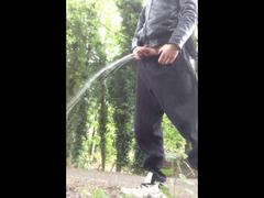 Teen Boy Pissing in Public