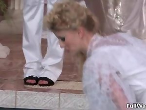 Sensual blond bride gets sensual taking movie