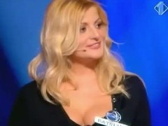 Blonde woman with reference to big juggs gives the audience an eyeful of their way melons and ass