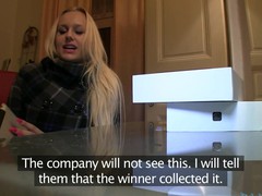 Golden-Haired with Huge boobs thinks this chick has won an iPad.  Well this chick will if this chick rides my big dick.