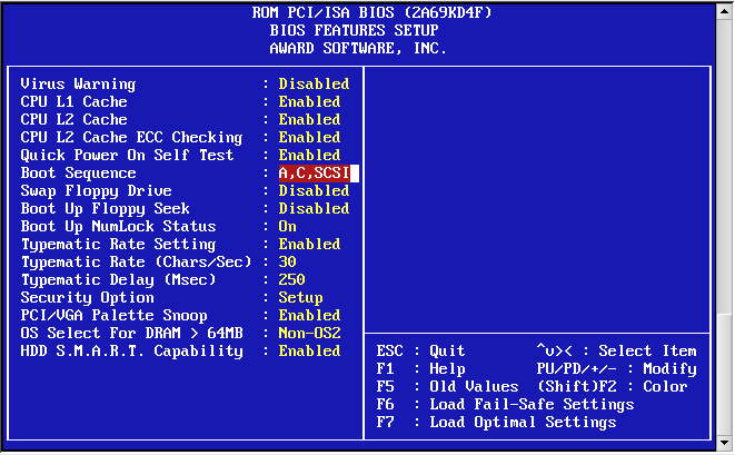 Award BIOS i386 Boot Disk0/wd0