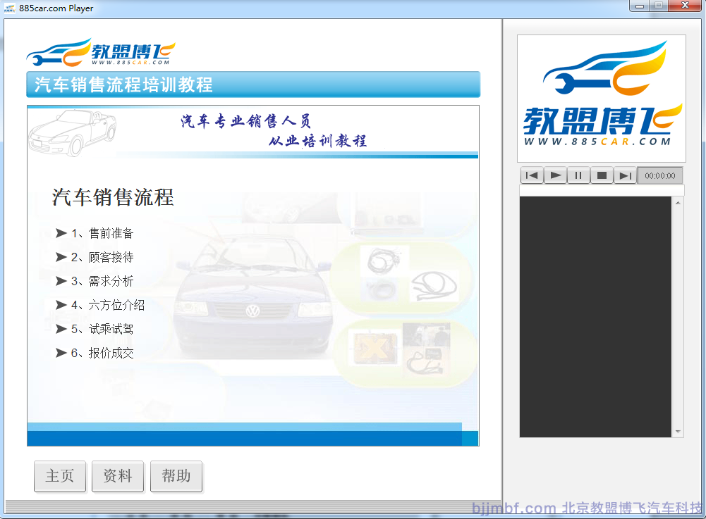 《汽車銷售流程視頻教程》全景視頻教學(xué)系統(tǒng)