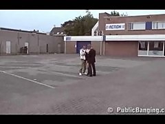 Public - public sex threesome with a pregnant woman