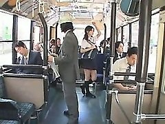 Japanese schoolgirl gets gangbanged in a bus