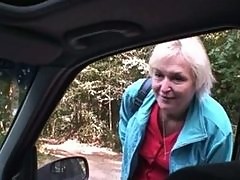 Old bitch gets nailed in the car by a stranger