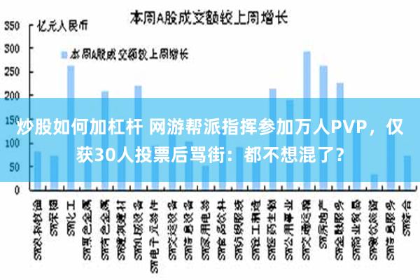 炒股如何加杠杆 网游帮派指挥参加万人PVP，仅获30人投票后骂街：都不想混了？