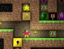 マインクラフトのキャラが宝石をゲットしていくアクションパズル マインケイブ