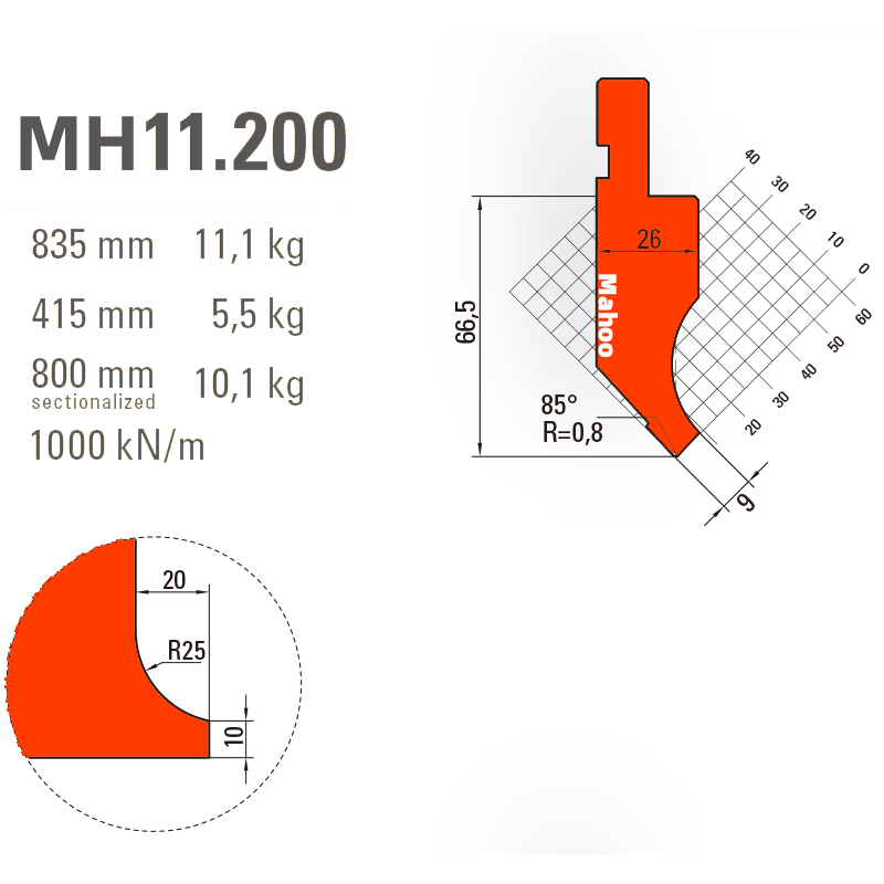 馬赫折彎機模具13-30-標準折彎上模具-MH11200