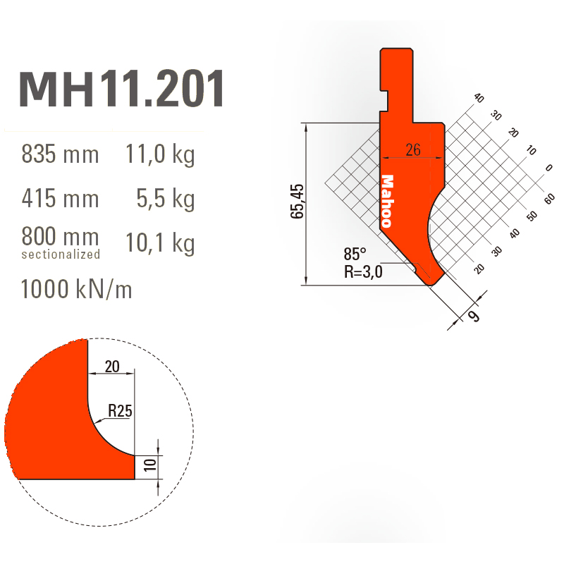 馬赫折彎機模具13-30-標準折彎上模具-MH11201