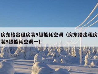 房东给出租房装5级能耗空调（房东给出租房装5级能耗空调一）