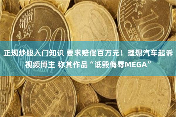 正规炒股入门知识 要求赔偿百万元！理想汽车起诉视频博主 称其作品“诋毁侮辱MEGA”