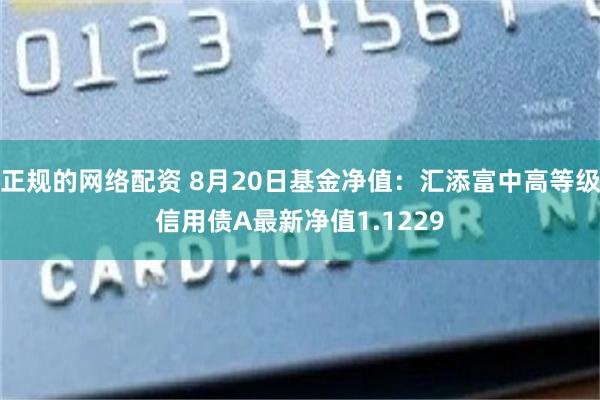 正规的网络配资 8月20日基金净值：汇添富中高等级信用债A最新净值1.1229