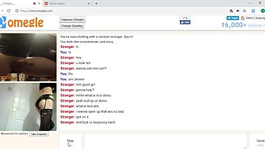 Crossdresser making an omegle stranger cum