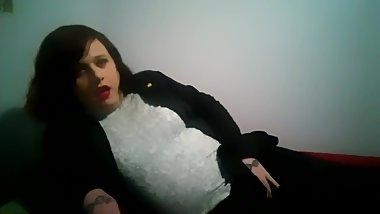 Trans Angel Harley Brooke - Solo play in mini skirt