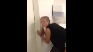 Fucking her from behind in Restroom while recording