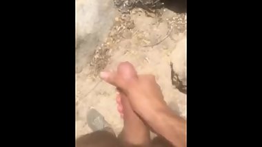 Hiking with a boner and jacking off my 7 inch cock (CUMSHOT AT THE END)