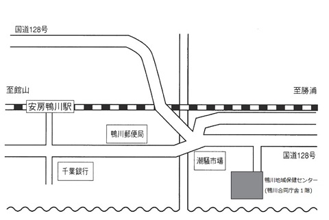 葉県鴨川市広場820　千葉県鴨川合同庁舎1階周辺地図