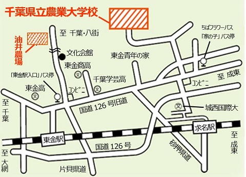 農学科・研究科・農業研修科、油井農場の地図