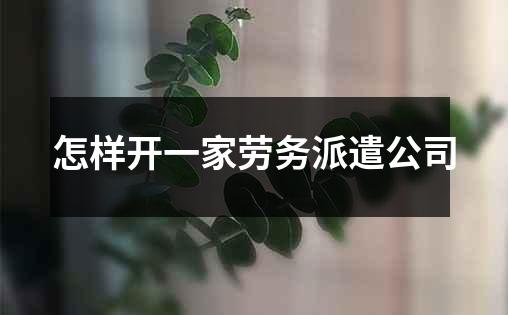 怎样开一家劳务派遣公司