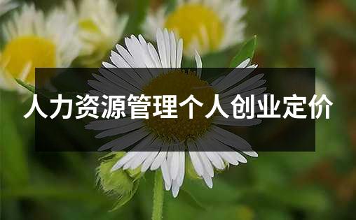 人力资源管理个人创业定价